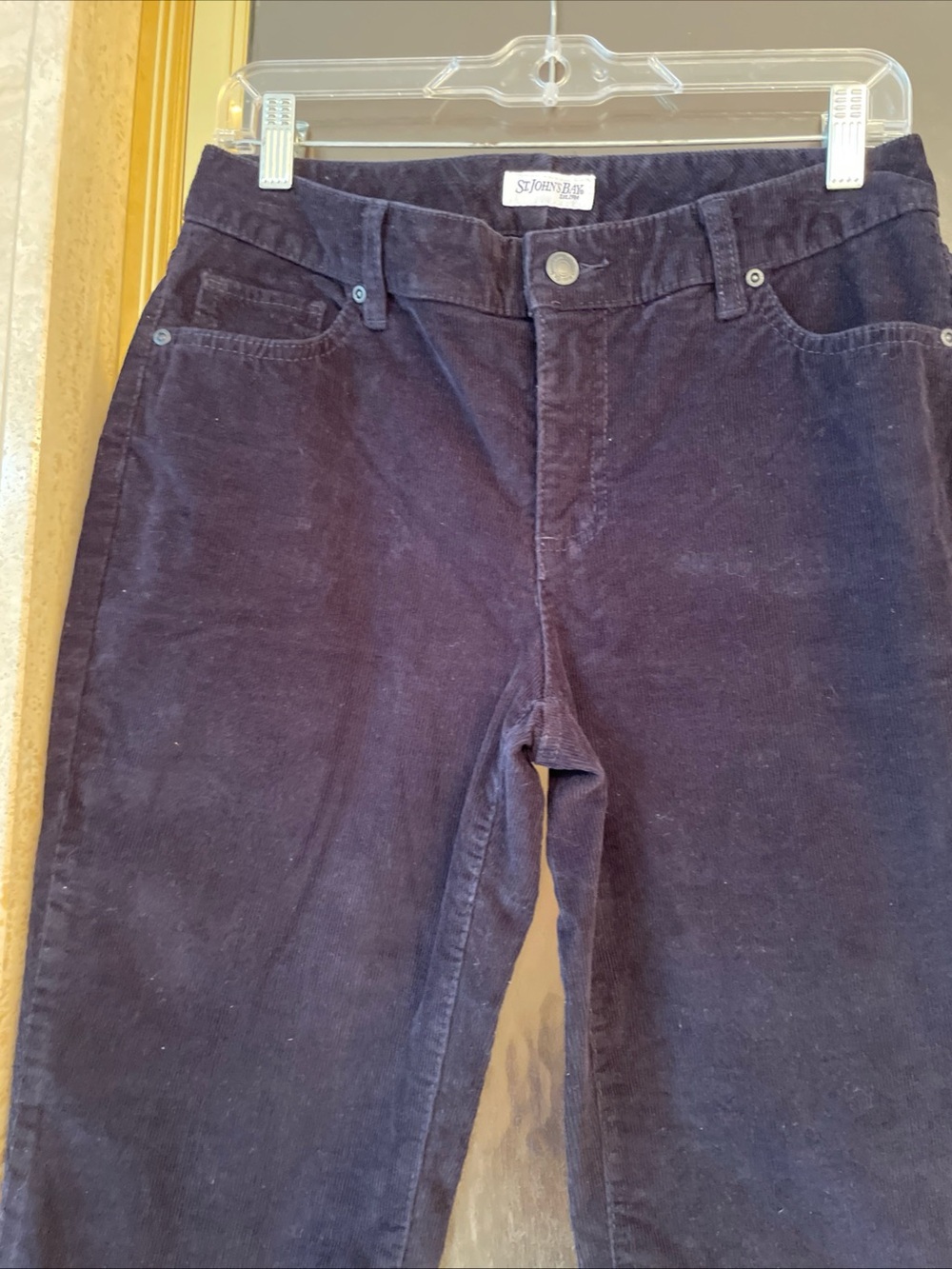 St Johns Bay Navy Blue Straight Leg Corduroy Pants Womens Size 6 Cotton Stretch - Picture 2 of 11